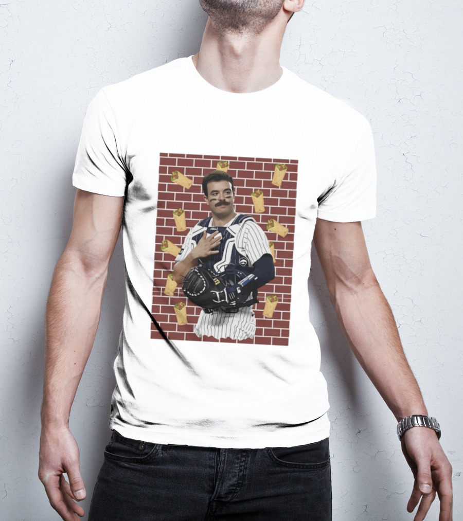 Yankees Austin Wells Catcher With Brick Wall And Burrito T-Shirt