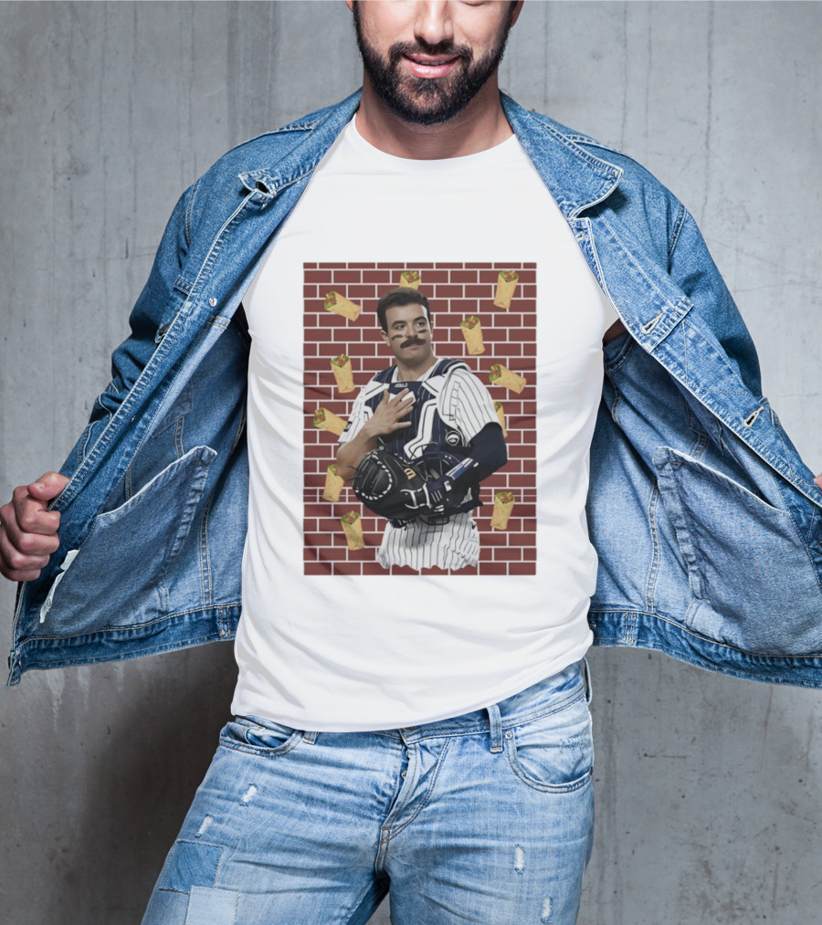 Yankees Austin Wells Catcher With Brick Wall And Burrito T-Shirt