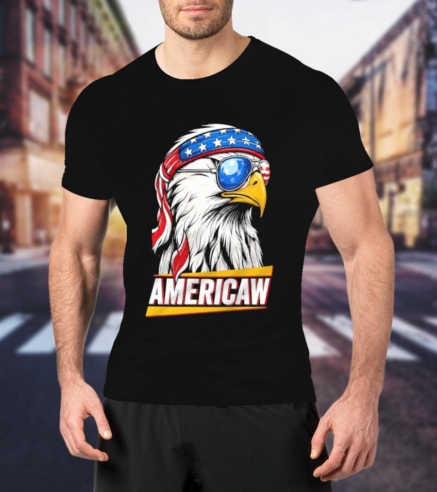 Bald Eagle Americaw Bandana American Flag USA T-Shirt