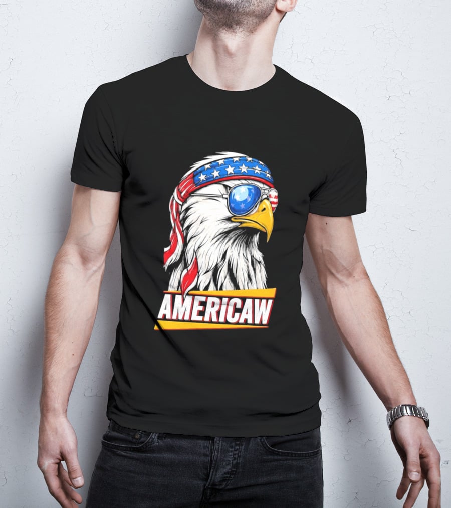 Bald Eagle Americaw Bandana American Flag USA T-Shirt