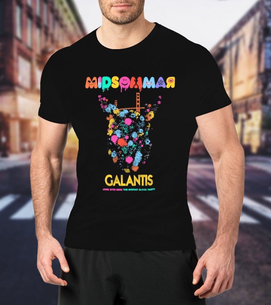 Midsommar Galantis Midway Block Party 2026 Vibrant Paint Explosion T-Shirt