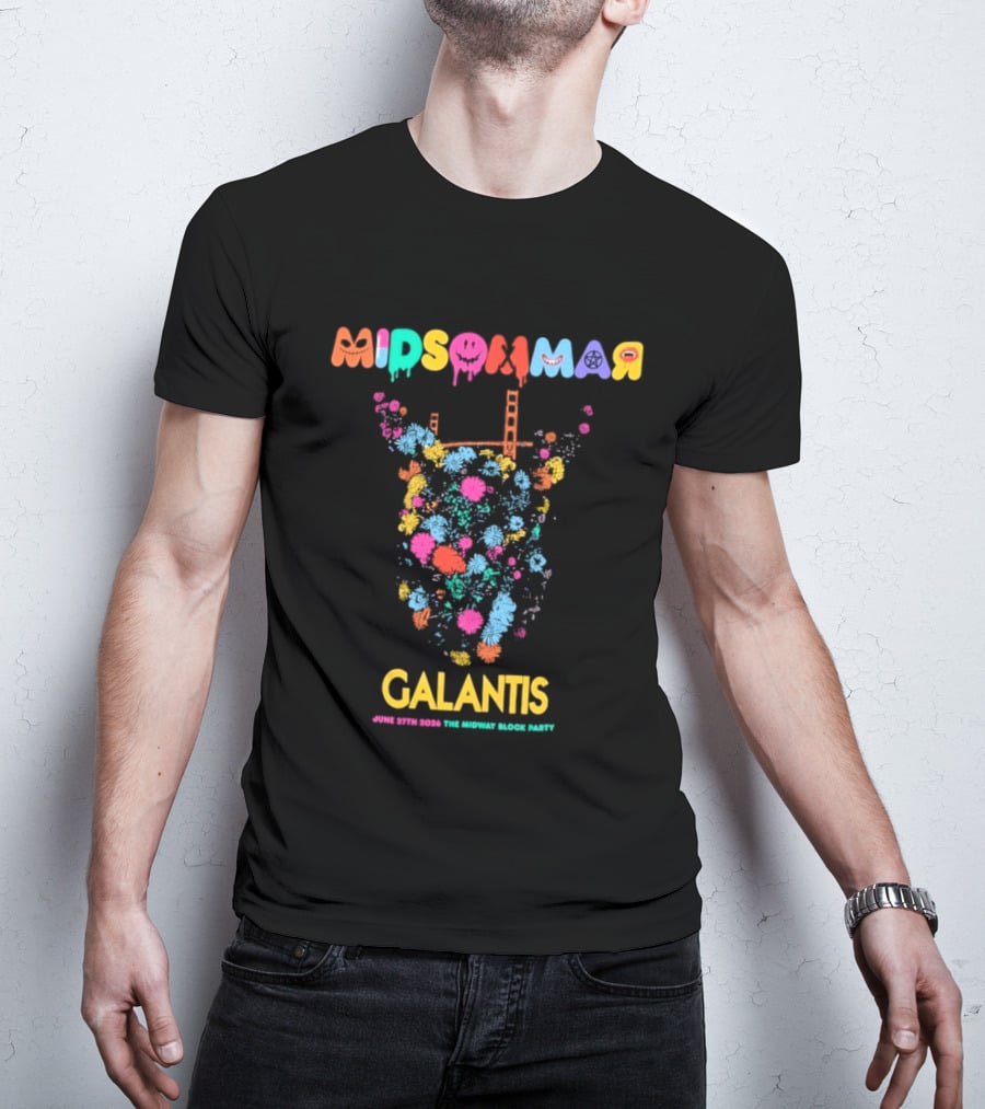 Midsommar Galantis Midway Block Party 2026 Vibrant Paint Explosion T-Shirt