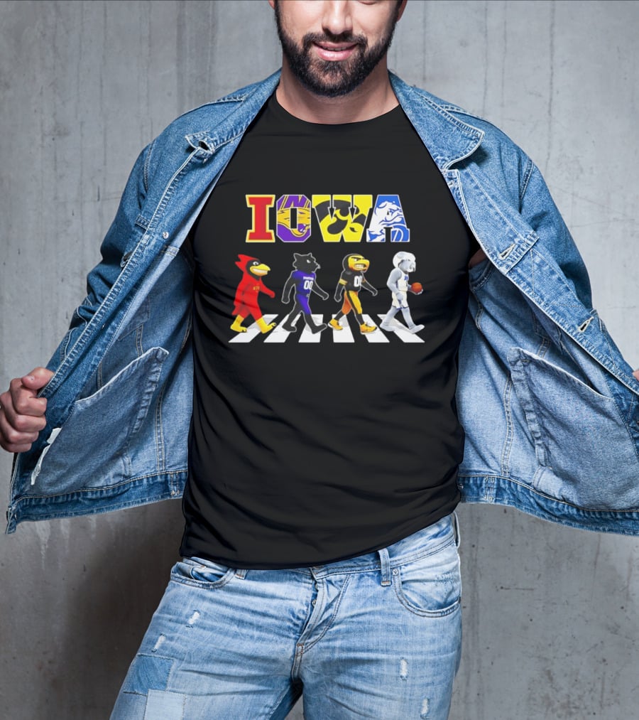 Iowa Mascots Abbey Road 2026 Cyclones Panthers Hawkeyes Bulldogs T-Shirt
