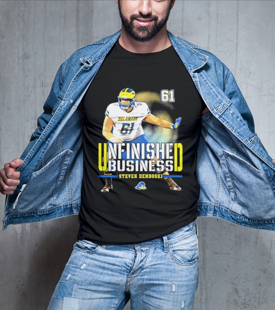 Steven Demboski 61 Delaware Unfinished Business NCAA Football T-Shirt