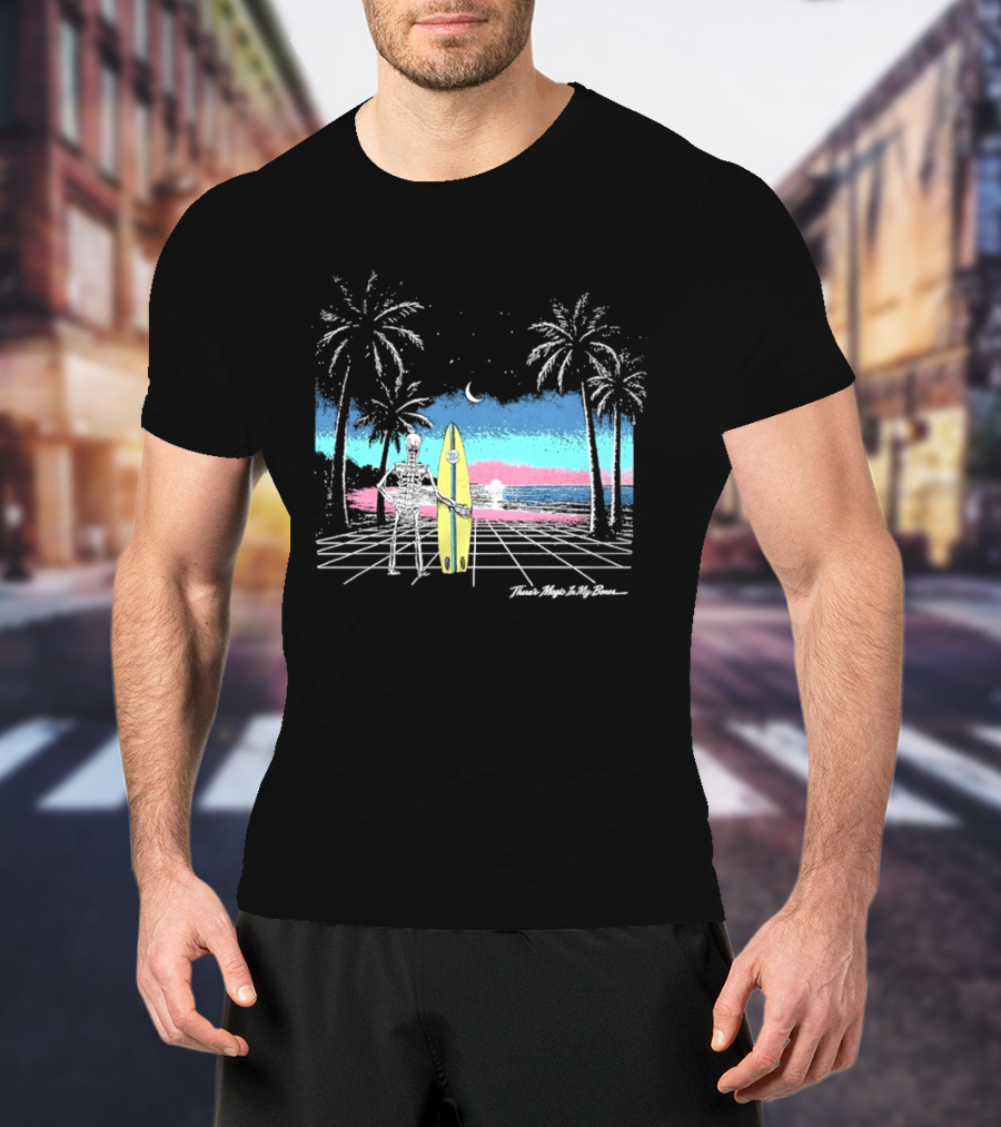 Imagine Dragons There's Magic In My Bones Retro Tropical Surf Scene Palms Sunset Ocean Beach Moon Surfer T-Shirt