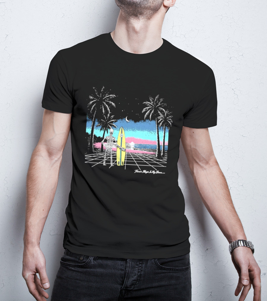 Imagine Dragons There's Magic In My Bones Retro Tropical Surf Scene Palms Sunset Ocean Beach Moon Surfer T-Shirt