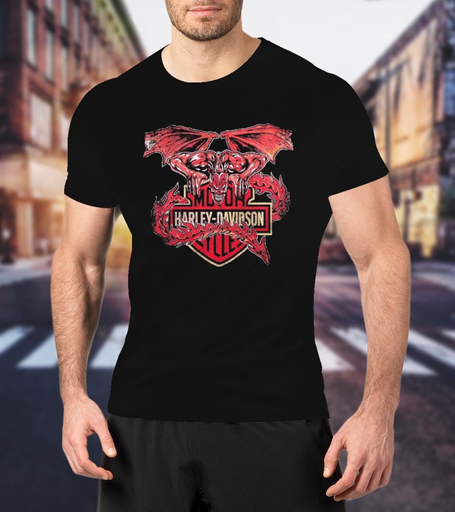 Warren Lotas Harley Davidson Gargoyle Motor Cycles T-Shirt