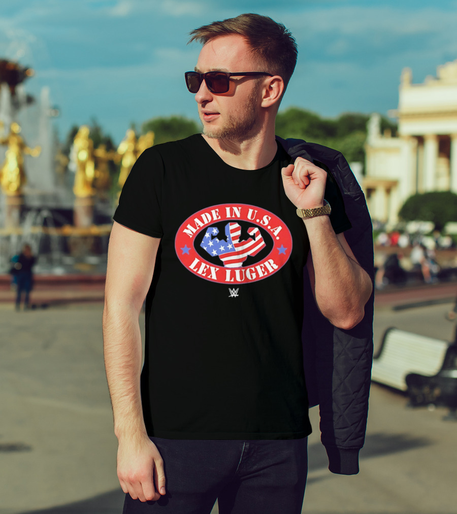Made In USA Lex Luger Muscle Stars Stripes WWE 2026 T-Shirt