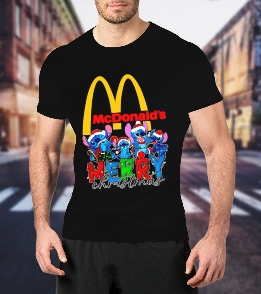 McDonald's Stitch Merry Christmas 2025 T-Shirt