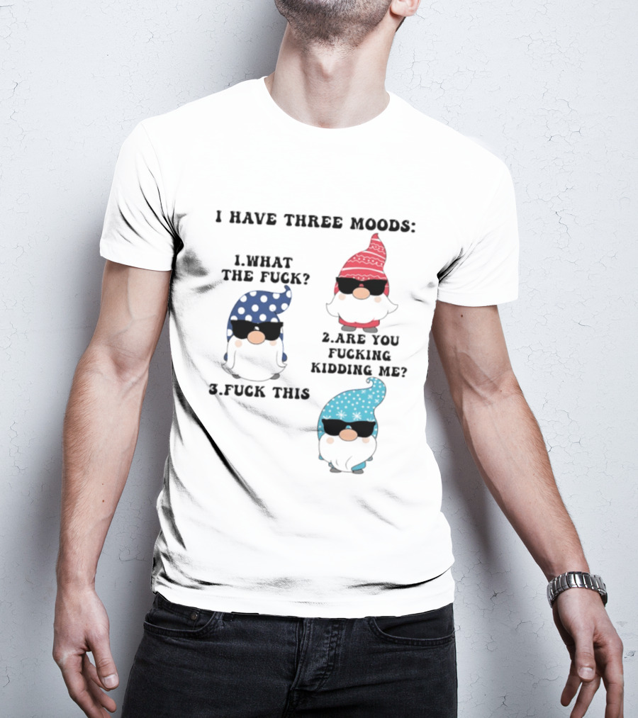 I Have Three Moods What The Fuck Are You Fucking Kidding Me Fuck This Gnome T-Shirt