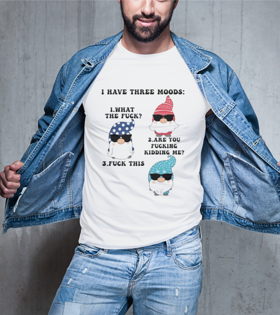 I Have Three Moods What The Fuck Are You Fucking Kidding Me Fuck This Gnome T-Shirt