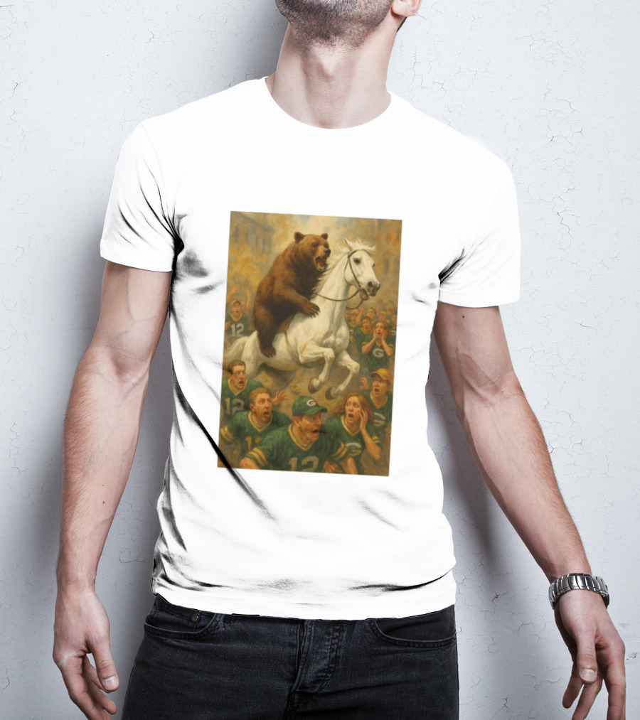 Bear Riding Horse Surprising Green Bay Packers Fans NFL Humor T-Shirt