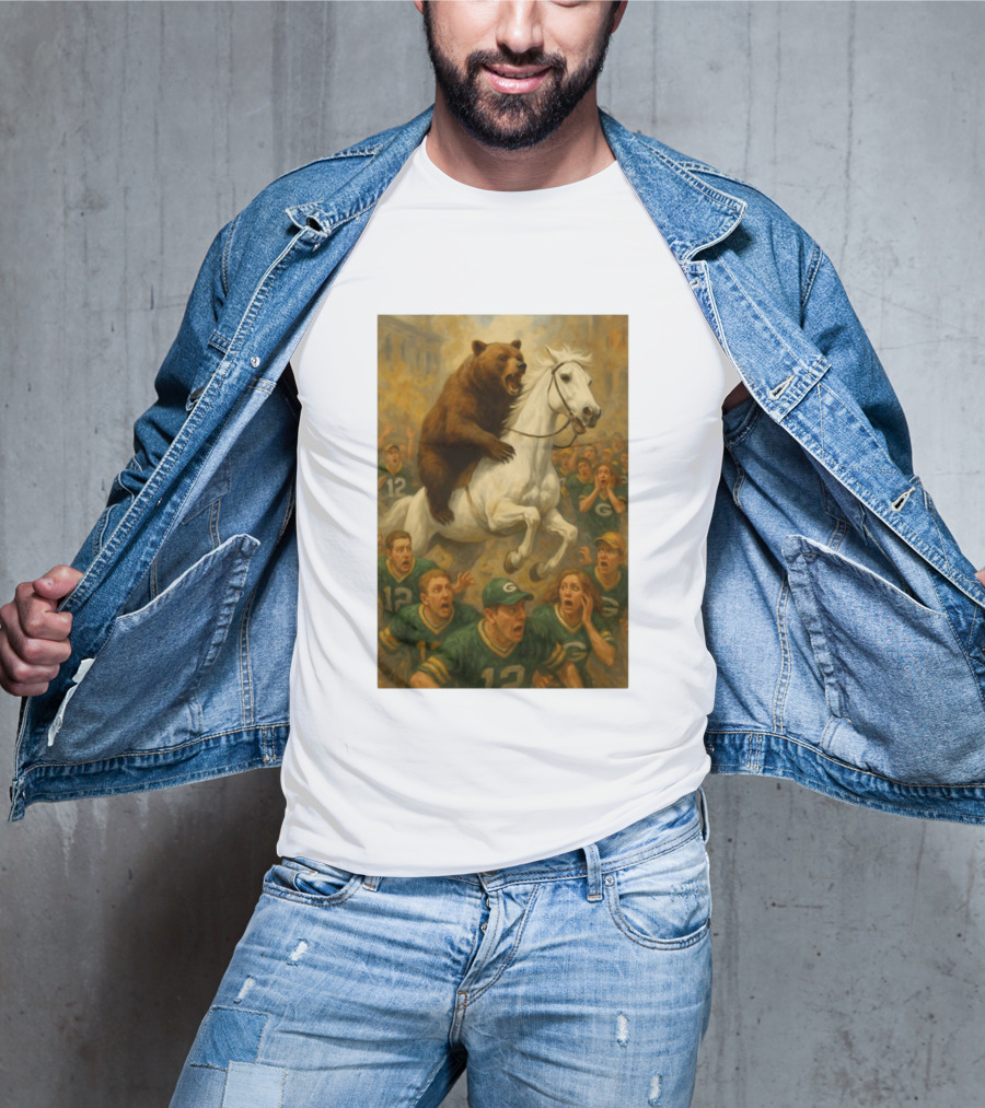 Bear Riding Horse Surprising Green Bay Packers Fans NFL Humor T-Shirt