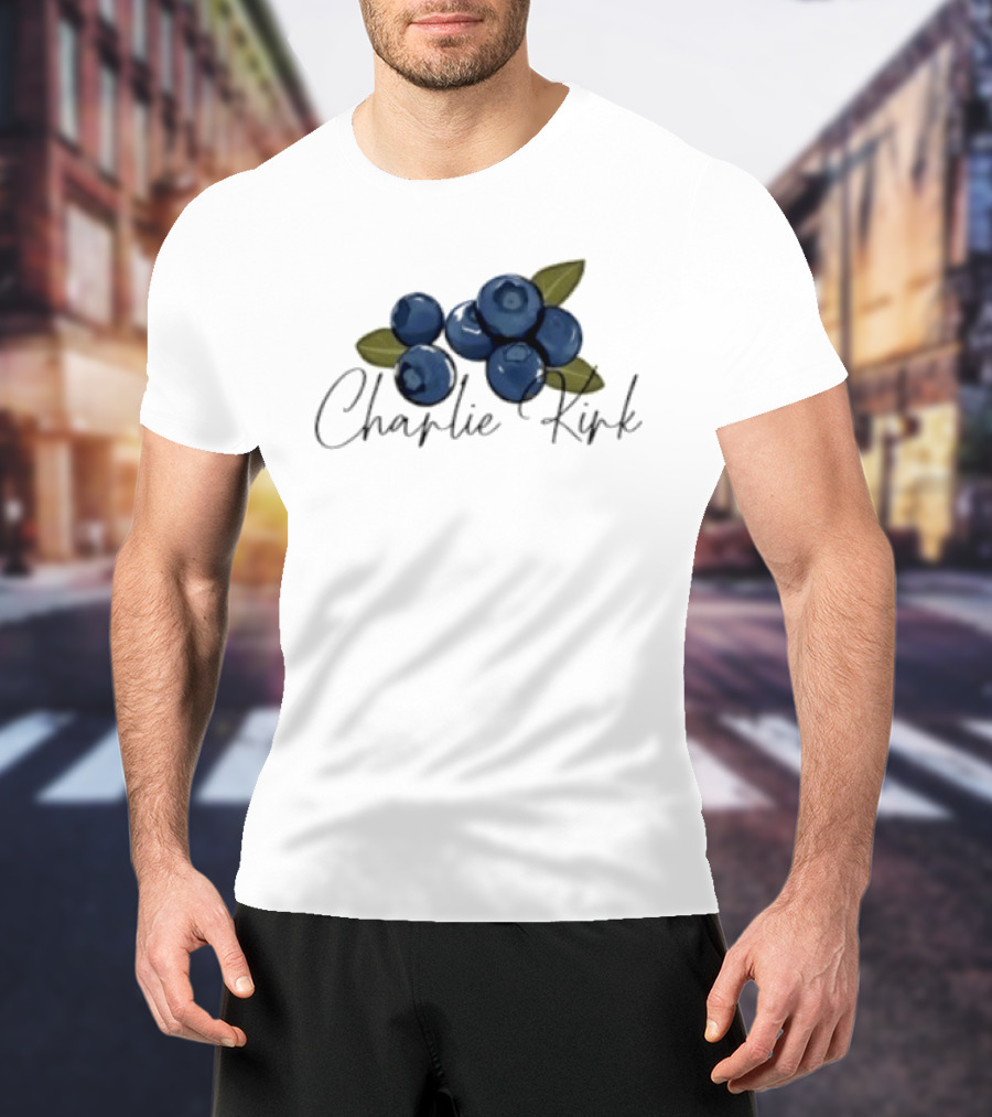 He Is On A Work Trip With Jesus Charlie Kirk 1993 2025 Blueberries T-Shirt