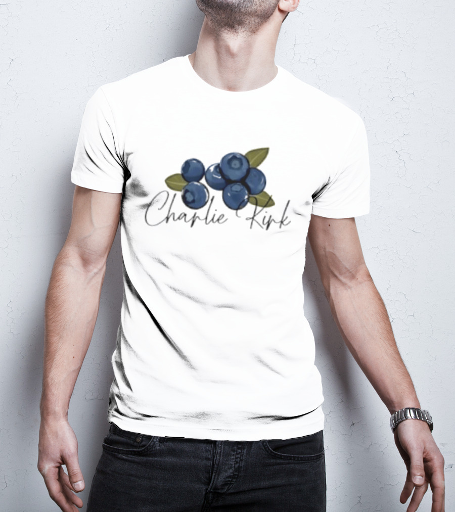 He Is On A Work Trip With Jesus Charlie Kirk 1993 2025 Blueberries T-Shirt