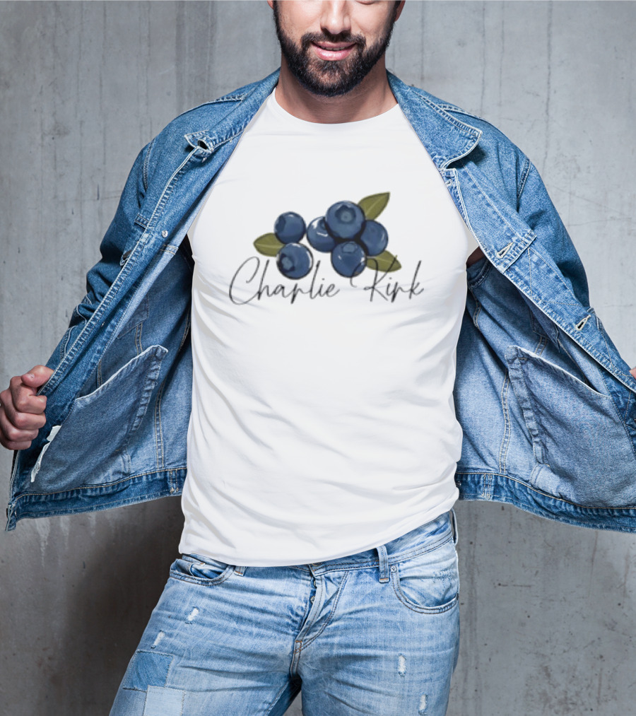 He Is On A Work Trip With Jesus Charlie Kirk 1993 2025 Blueberries T-Shirt