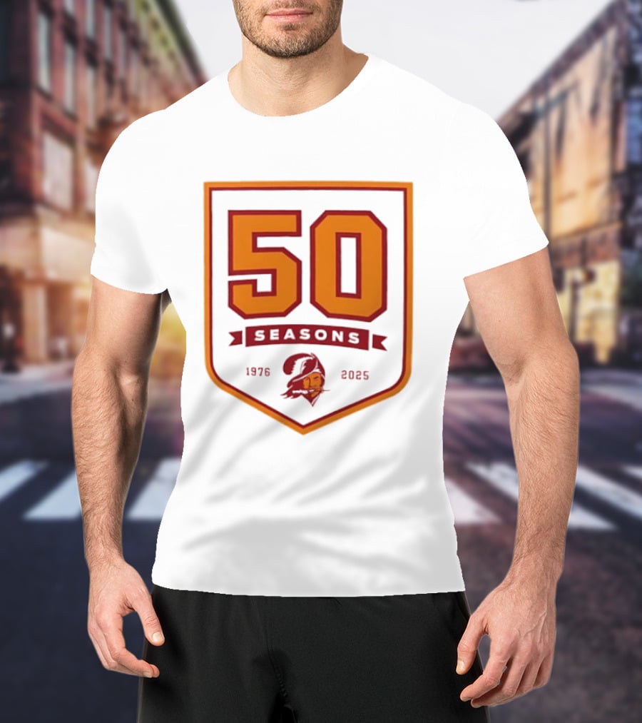 Bucky Irving 7 Tampa Bay Buccaneers 50 Seasons 1976 2025 T-Shirt