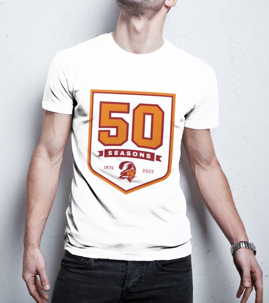 Bucky Irving 7 Tampa Bay Buccaneers 50 Seasons 1976 2025 T-Shirt