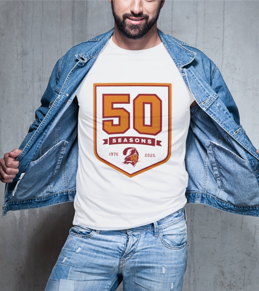 Bucky Irving 7 Tampa Bay Buccaneers 50 Seasons 1976 2025 T-Shirt