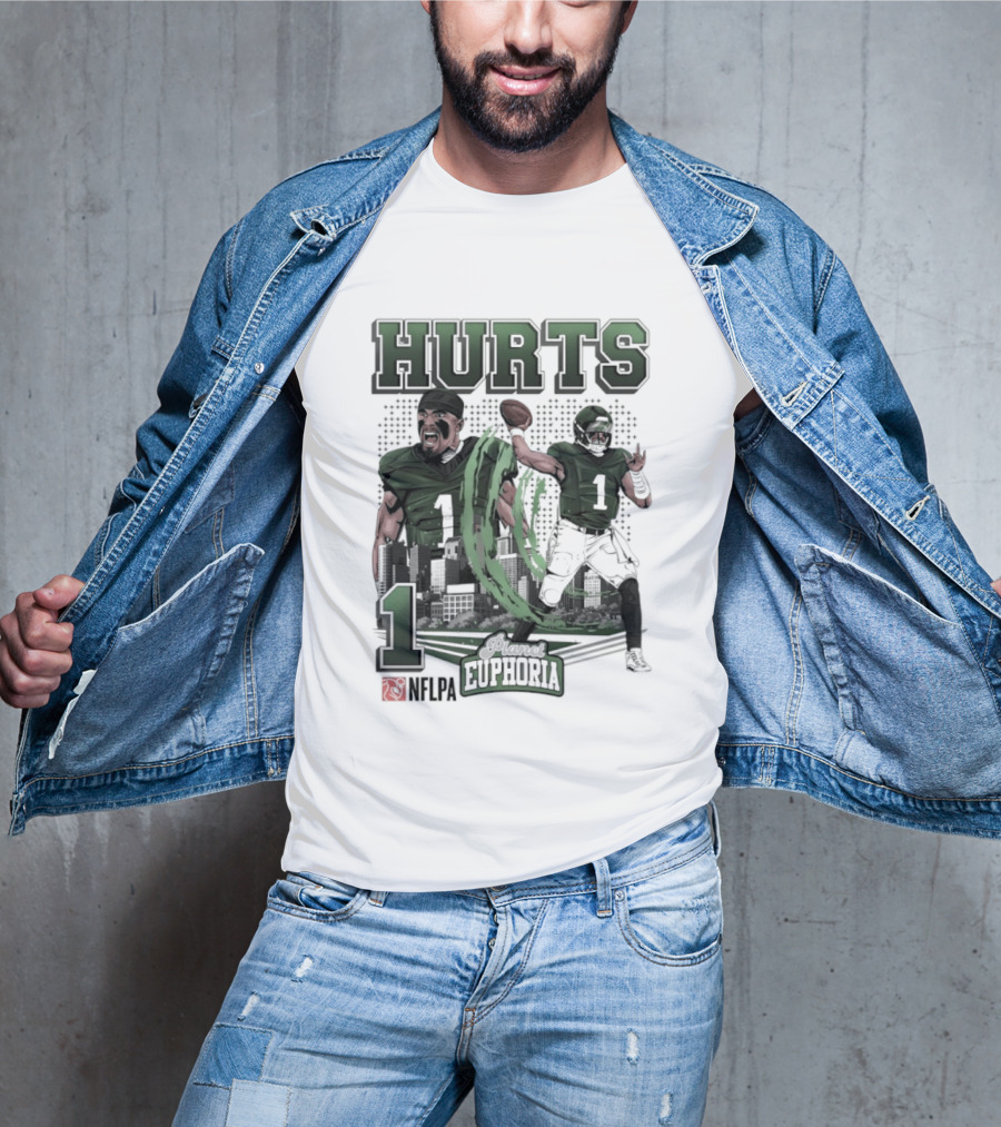 Jalen Hurts 1 Euphoria Philadelphia Eagles Player Collage T-Shirt