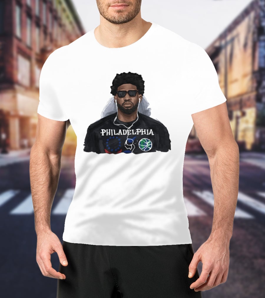 Philadelphia Joel Embiid Wired Earphones Basketball 76ers T-Shirt