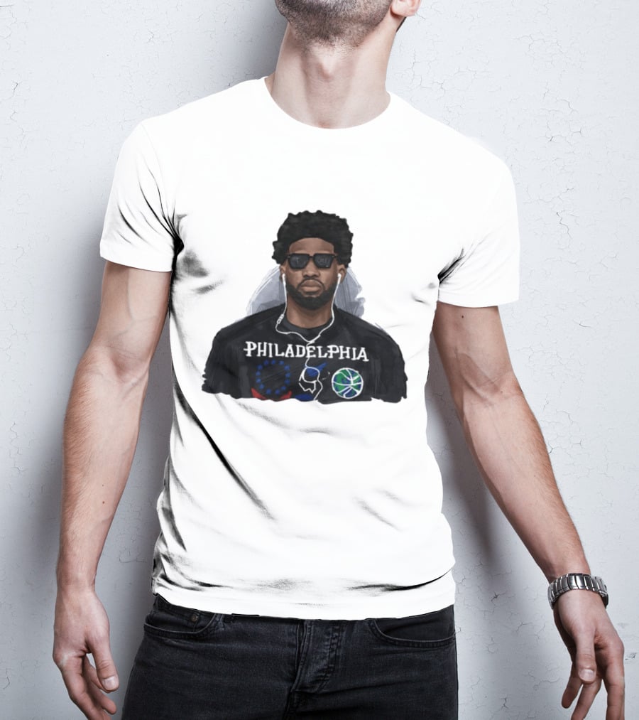 Philadelphia Joel Embiid Wired Earphones Basketball 76ers T-Shirt