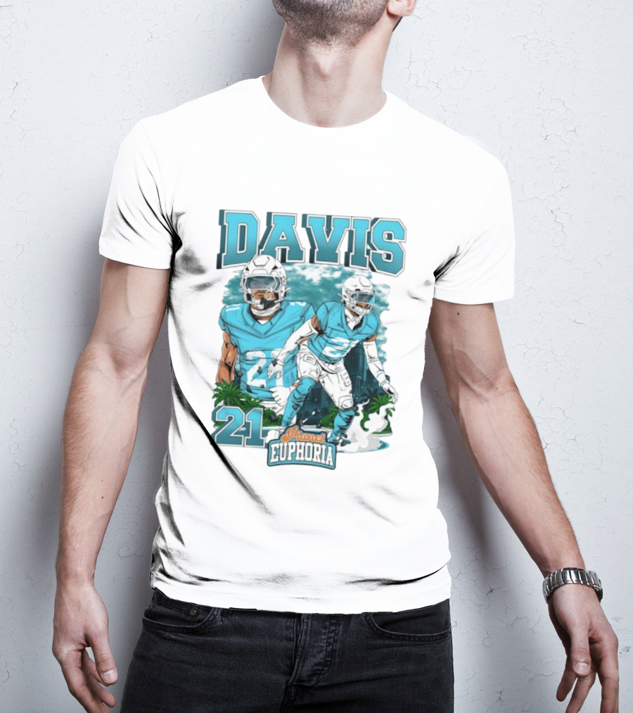 Davis 21 Planet Euphoria Football Player Miami Dolphins T-Shirt