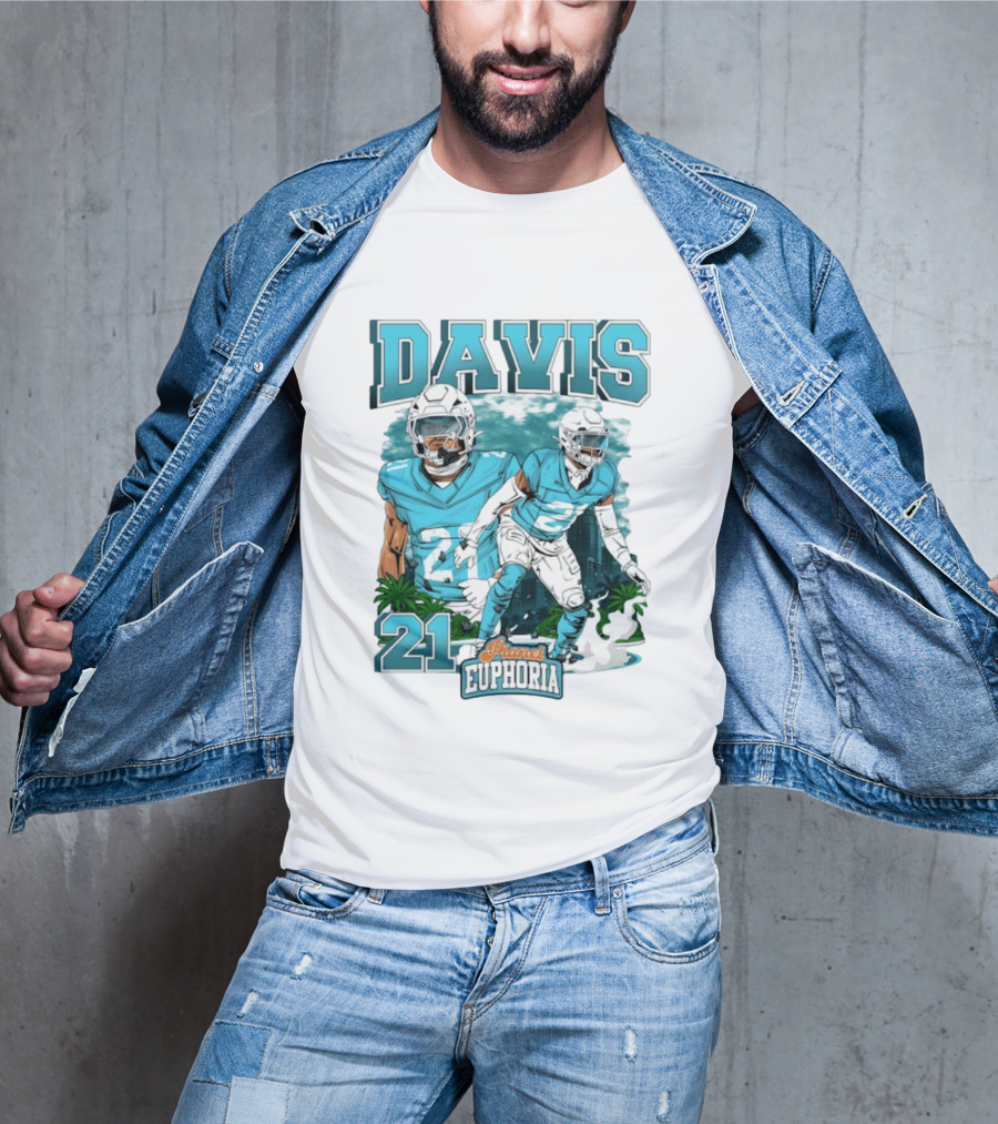 Davis 21 Planet Euphoria Football Player Miami Dolphins T-Shirt