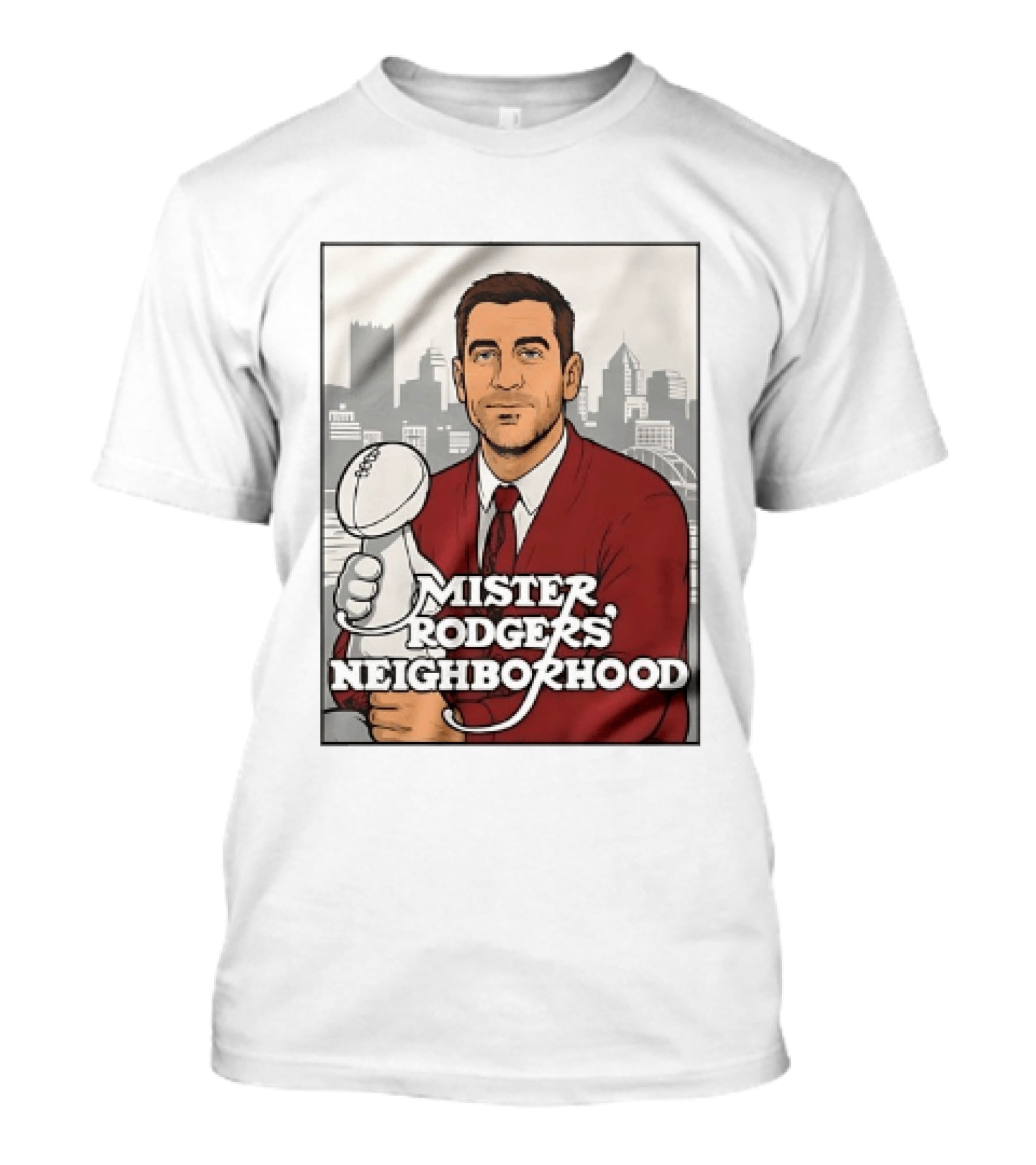 Mister Rodgers Neighborhood Aaron Rodgers Pittsburgh Skyline T-Shirt