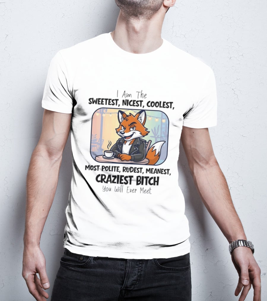 I Am The Sweetest Nicest Coolest Most Polite Rudest Meanest Craziest Bitch You Will Ever Meet Fox Coffee T-Shirt