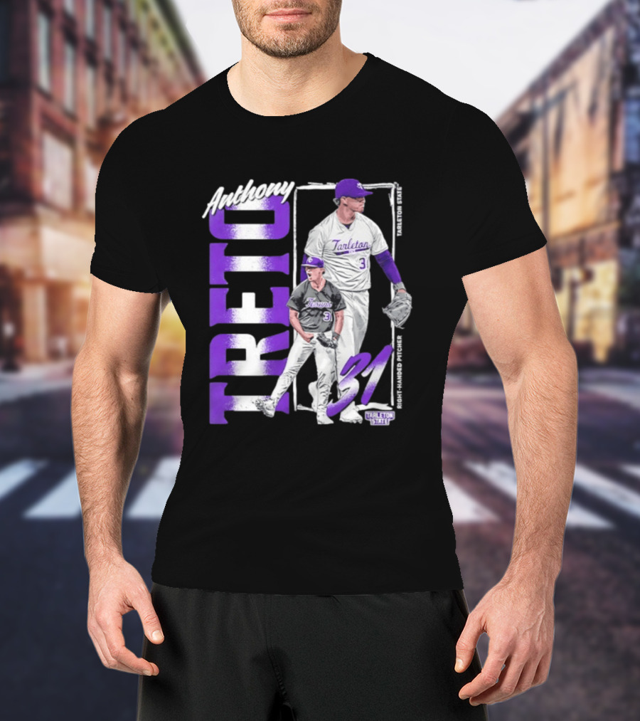 Anthony Treto 31 Tarleton State Baseball Pitcher T-Shirt
