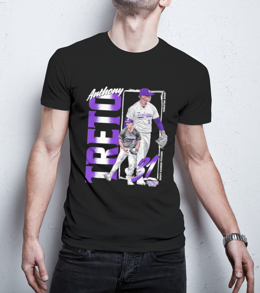Anthony Treto 31 Tarleton State Baseball Pitcher T-Shirt