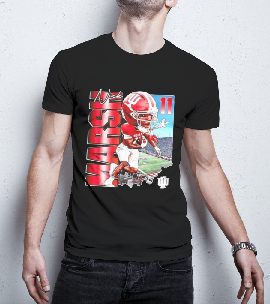 Nick Marsh Indiana Hoosiers Football Caricature 11 Stadium Scene T-Shirt