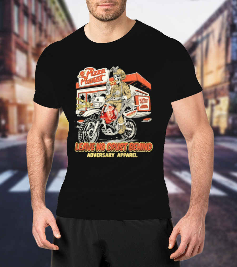 Pizza Planet Tactical Operations Department Funny Motorcycle Leave No Crust Behind T-Shirt