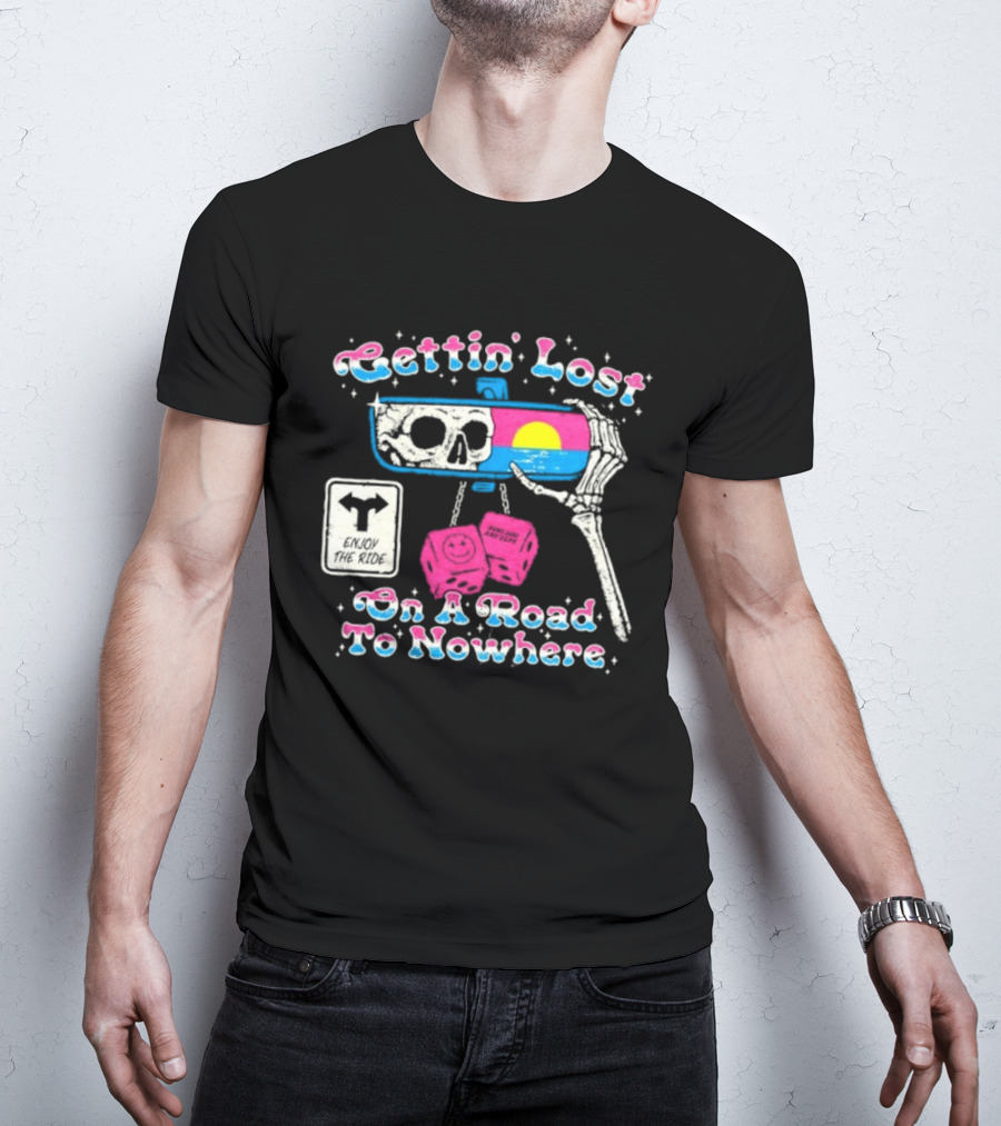 Gettin' Lost On A Road To Nowhere Skeleton Sunset Boss Dog Dept T-Shirt