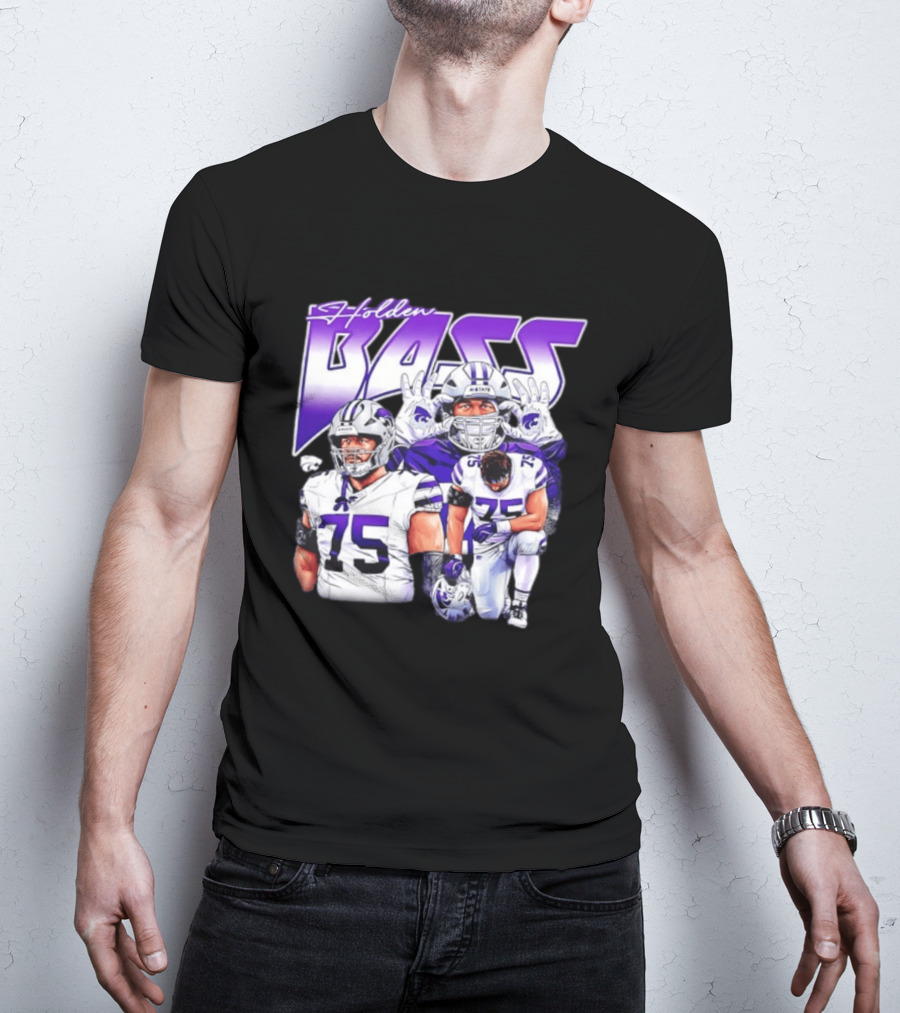 Holden Bass 75 Kansas State Wildcats NCAA Football Player T-Shirt