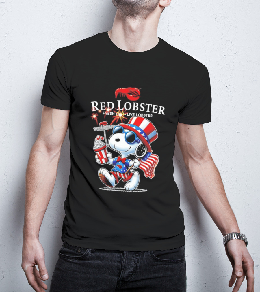 Snoopy Red Lobster Fresh Live Lobster America 1776 2026 250th Anniversary T-Shirt