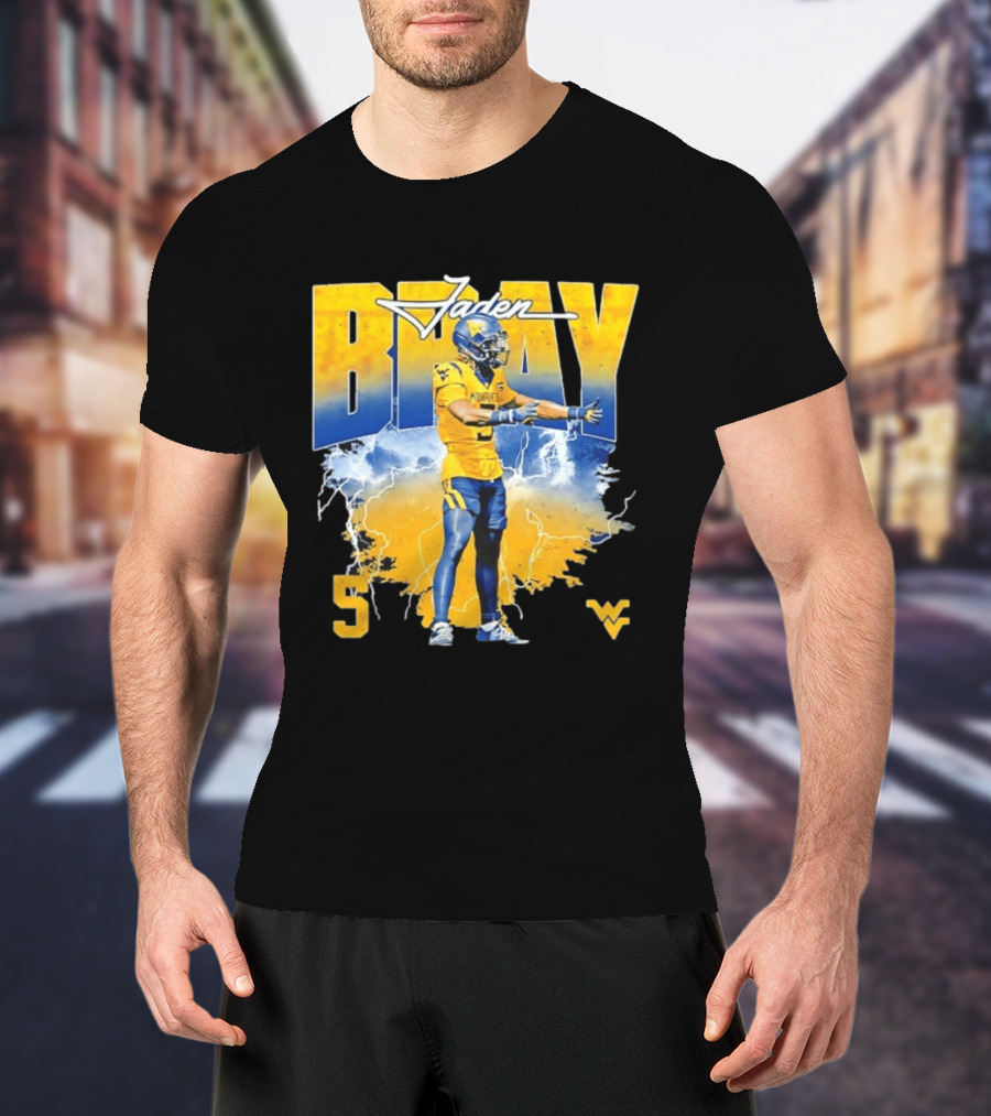 Jaden Bray 5 West Virginia Football NCAA Player WVU Mountaineers T-Shirt