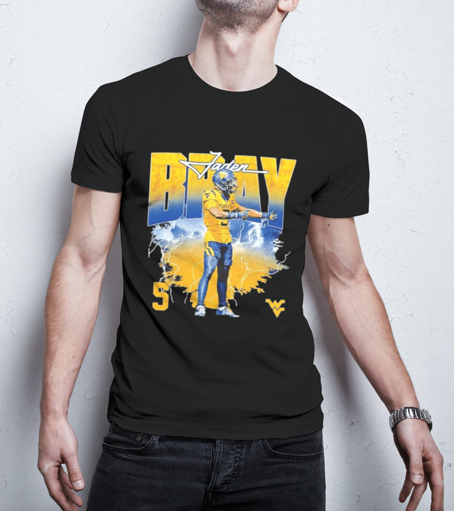 Jaden Bray 5 West Virginia Football NCAA Player WVU Mountaineers T-Shirt