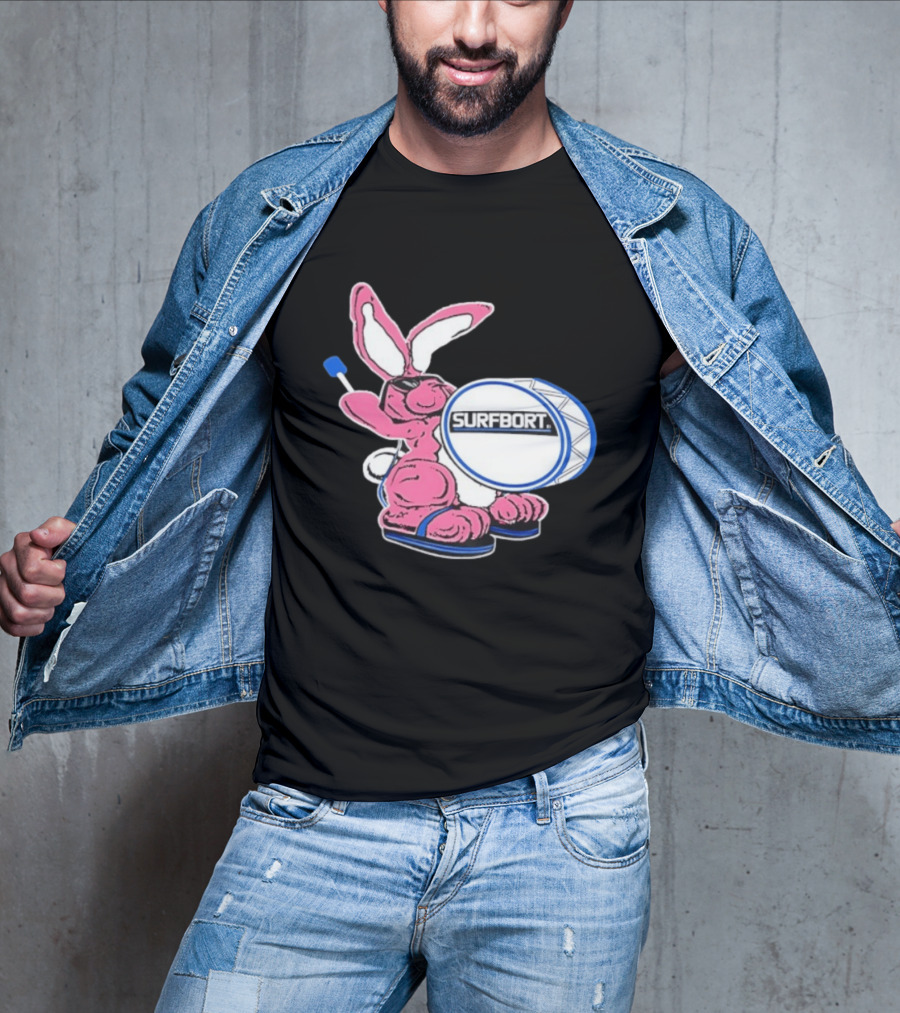 Surfbort Pink Bunny Drummer With Drumsticks And Bass Drum T-Shirt