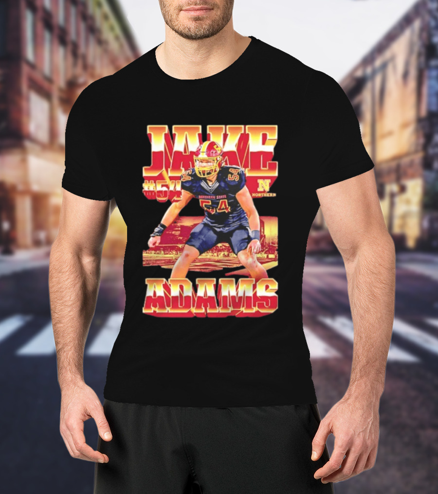 Jake Adams 54 Northern State University NCAA Football Player Number T-Shirt