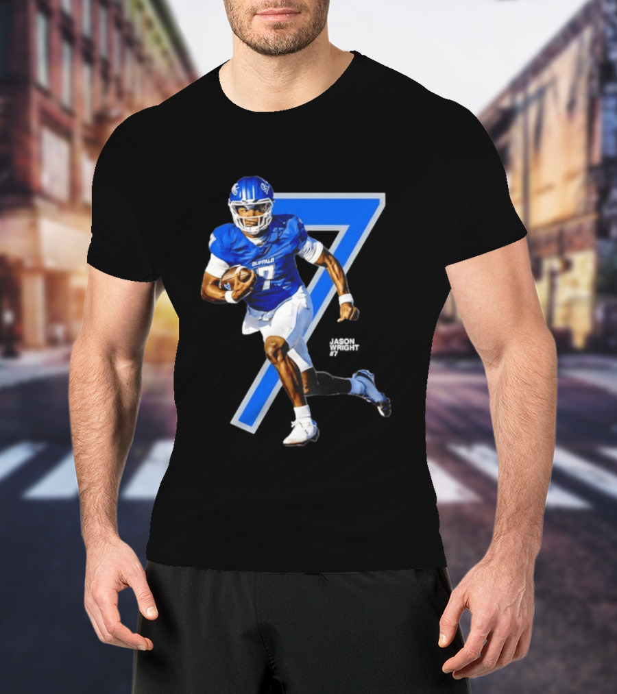 Buffalo Bulls Quarterback Jason Wright Number 7 NCAA Football Star Player T-Shirt