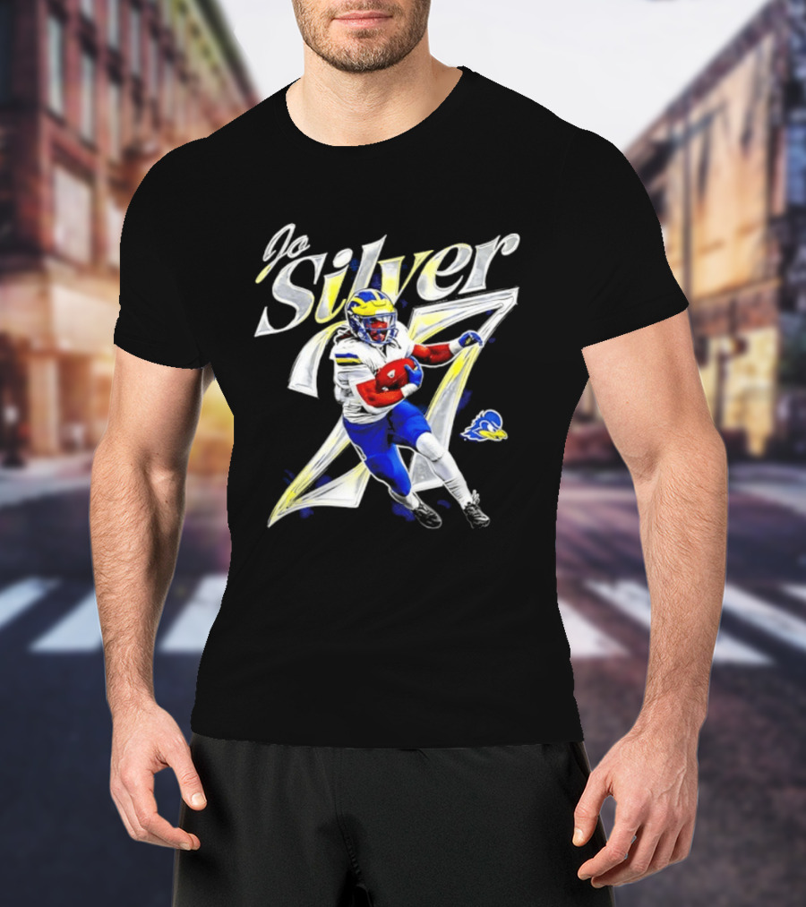 Jo Silver 27 Delaware Blue Hens Football Player NCAA T-Shirt