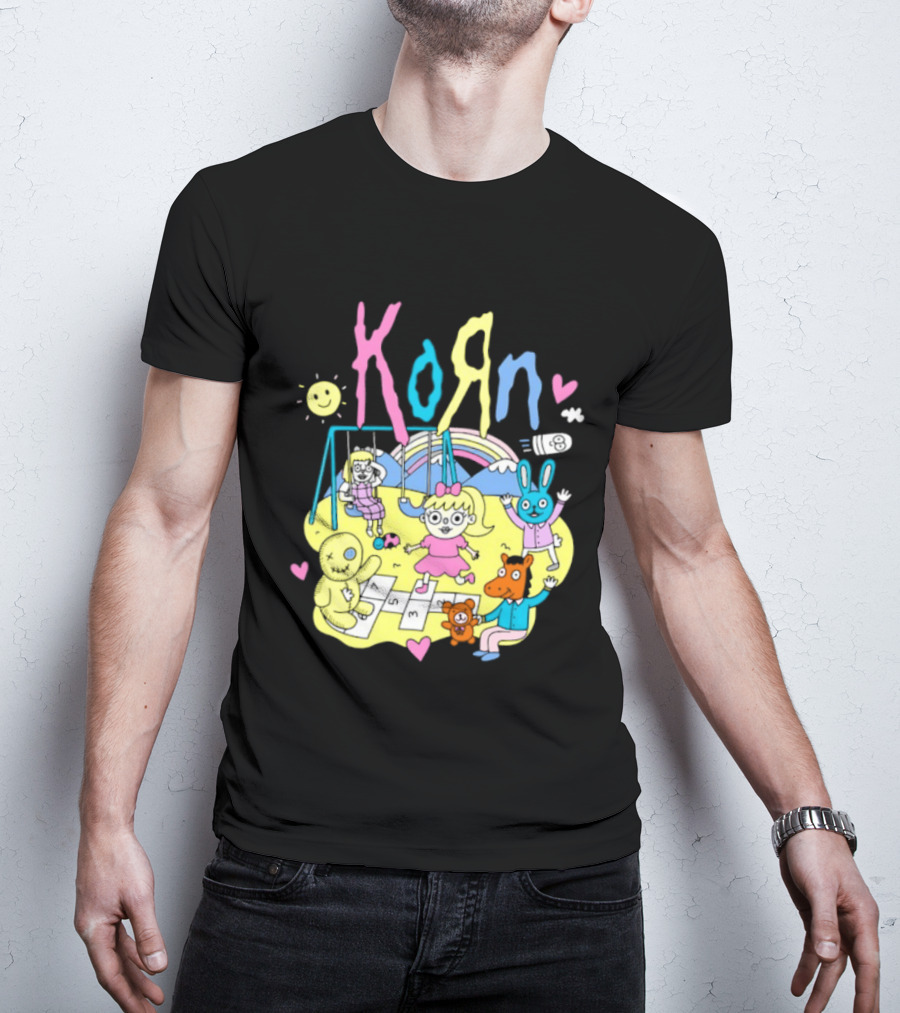 Korn Playground Cartoon Pastel Nu Metal Band T-Shirt