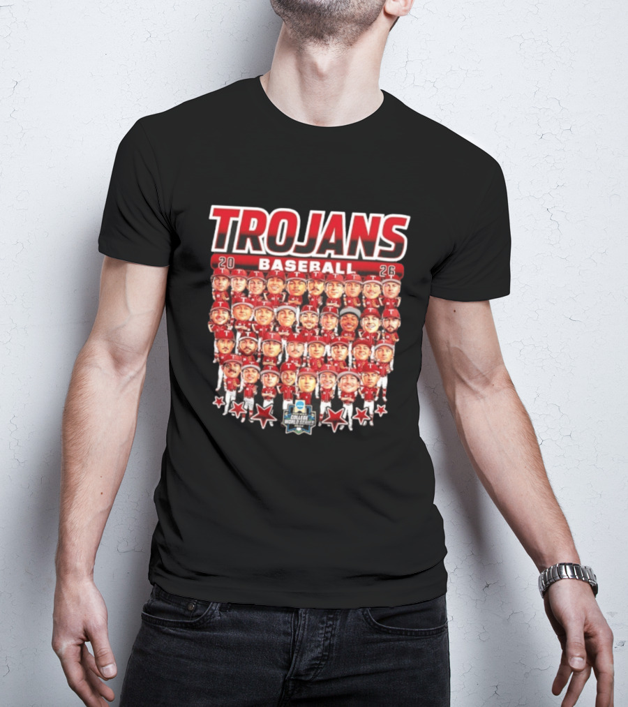 Trojans 2026 Baseball Team Caricatures NCAA College World Series T-Shirt