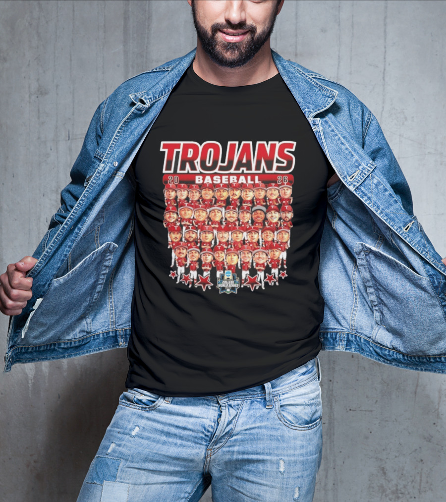 Trojans 2026 Baseball Team Caricatures NCAA College World Series T-Shirt
