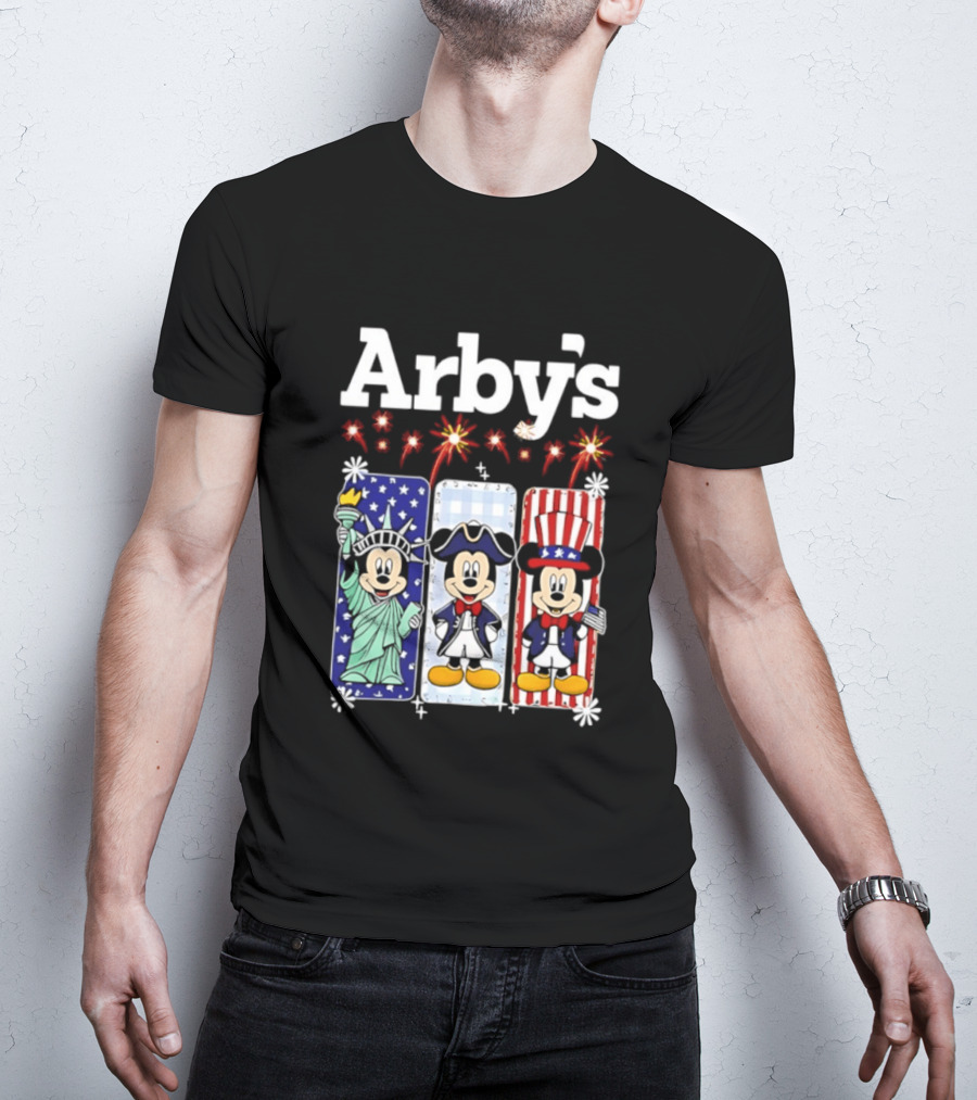 Arby's Mickey Mouse America 250th Anniversary Celebration With Statue Of Liberty And Uncle Sam Styles T-Shirt
