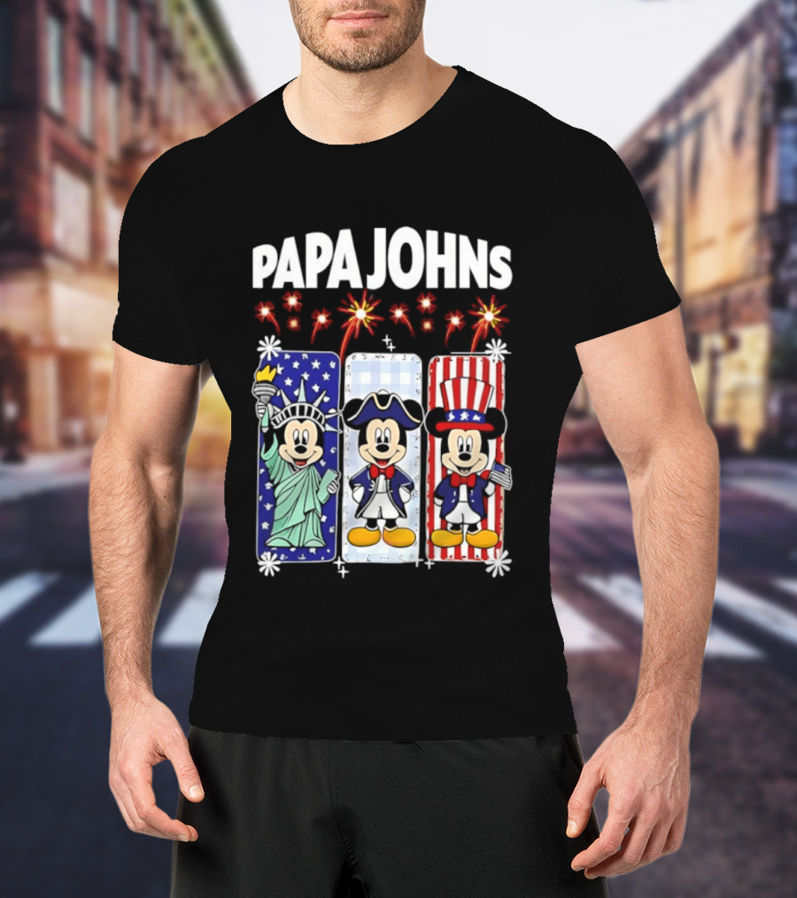 Papa Johns Mickey Mouse America 250th Anniversary Celebration T-Shirt