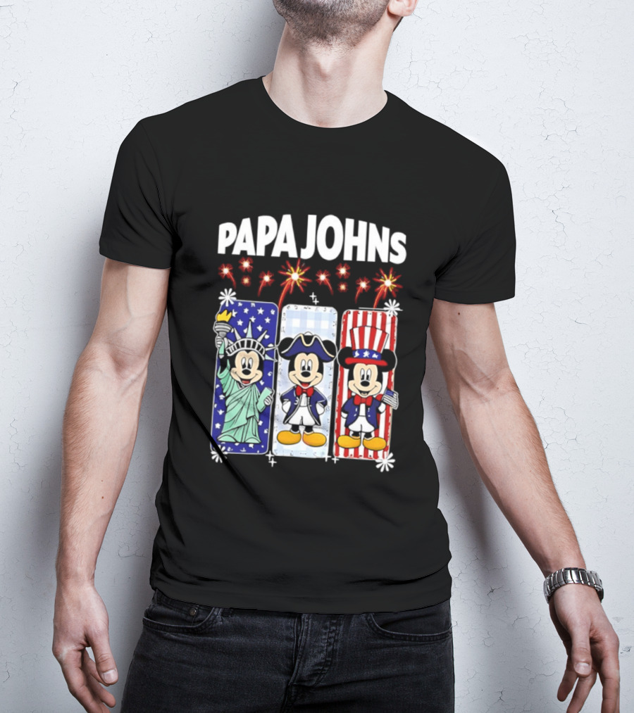 Papa Johns Mickey Mouse America 250th Anniversary Celebration T-Shirt