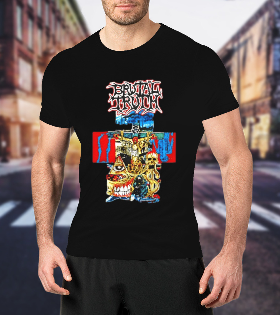 Brutal Truth Crucifix Skull Grindcore Band T-Shirt